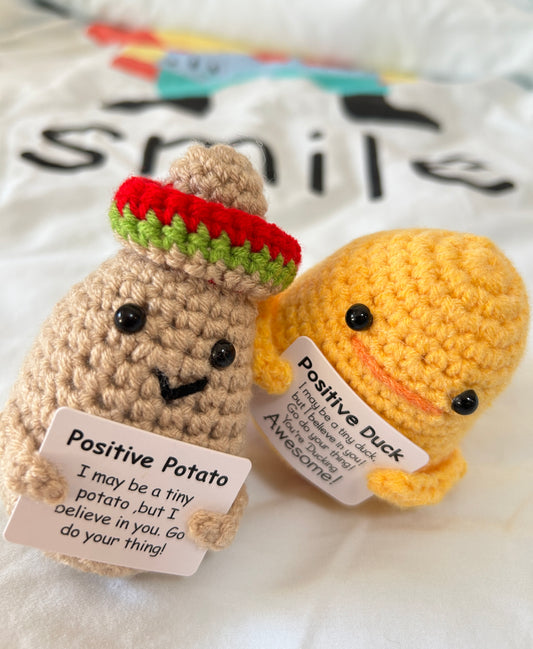 Crocheted potato and duck combination