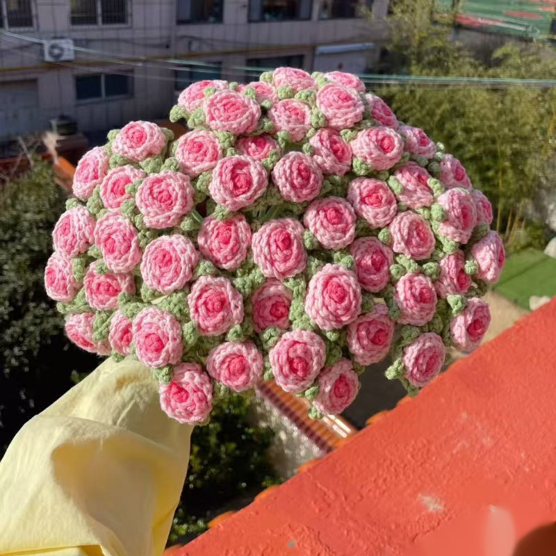 钩织玫瑰花6支