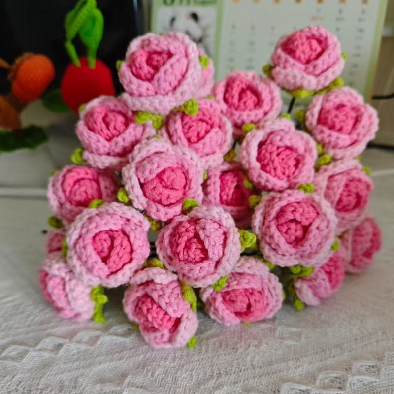 钩织玫瑰花6支