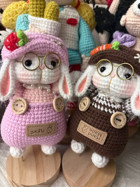 DIY handmade crochet couple rabbits
