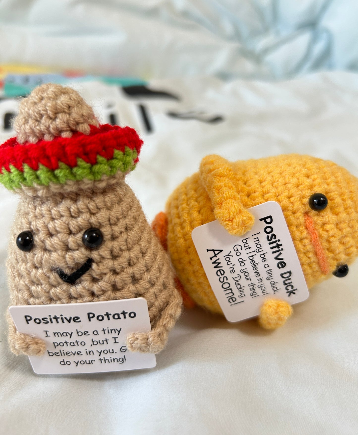Crocheted potato and duck combination