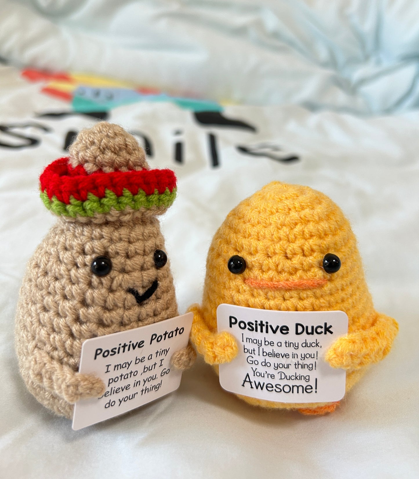 Crocheted potato and duck combination