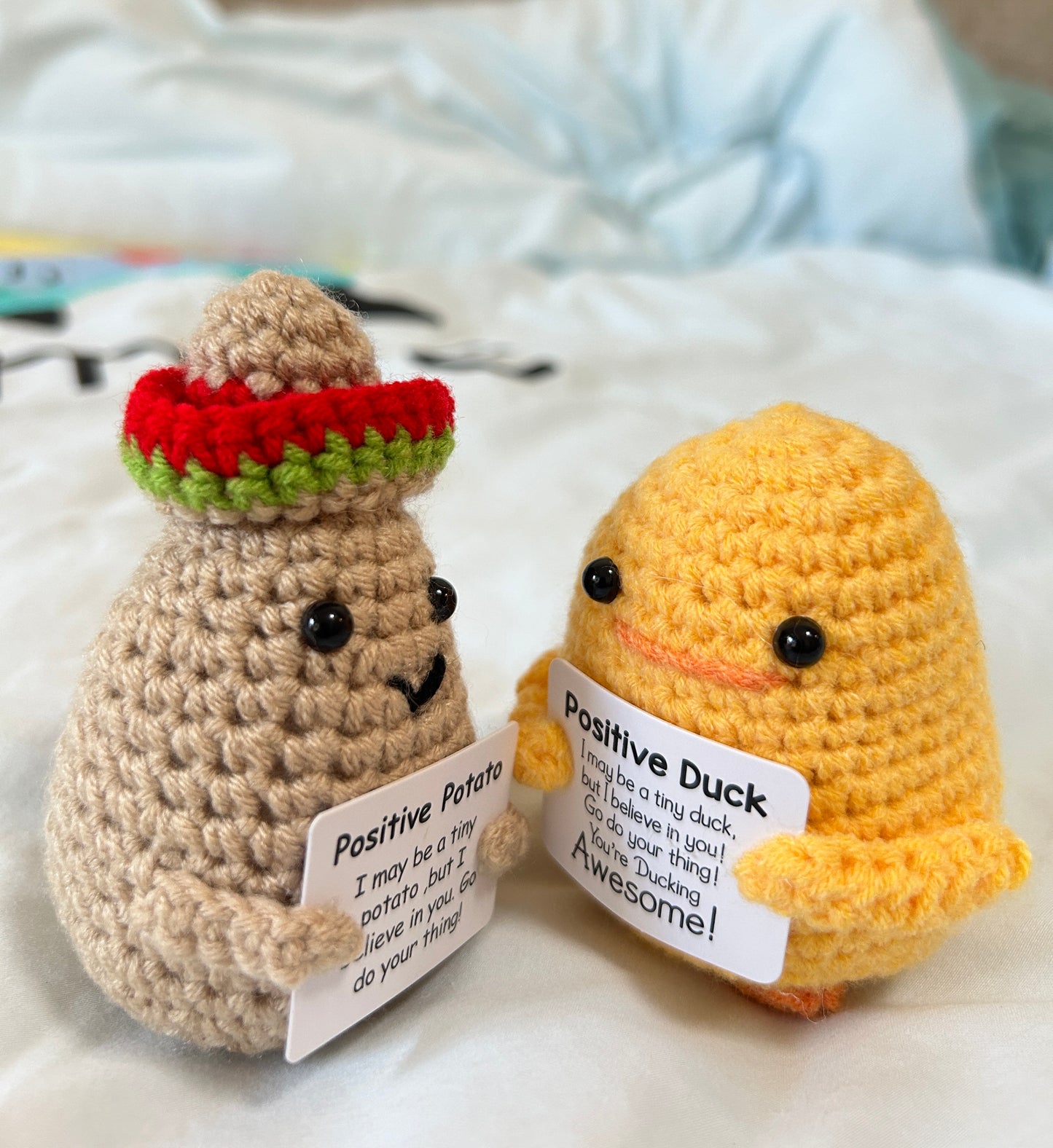 Crocheted potato and duck combination