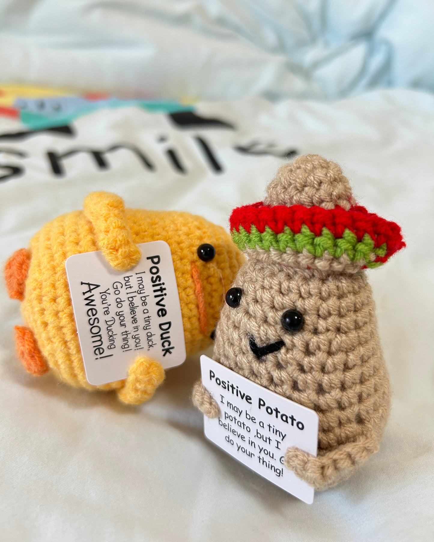 Crocheted potato and duck combination