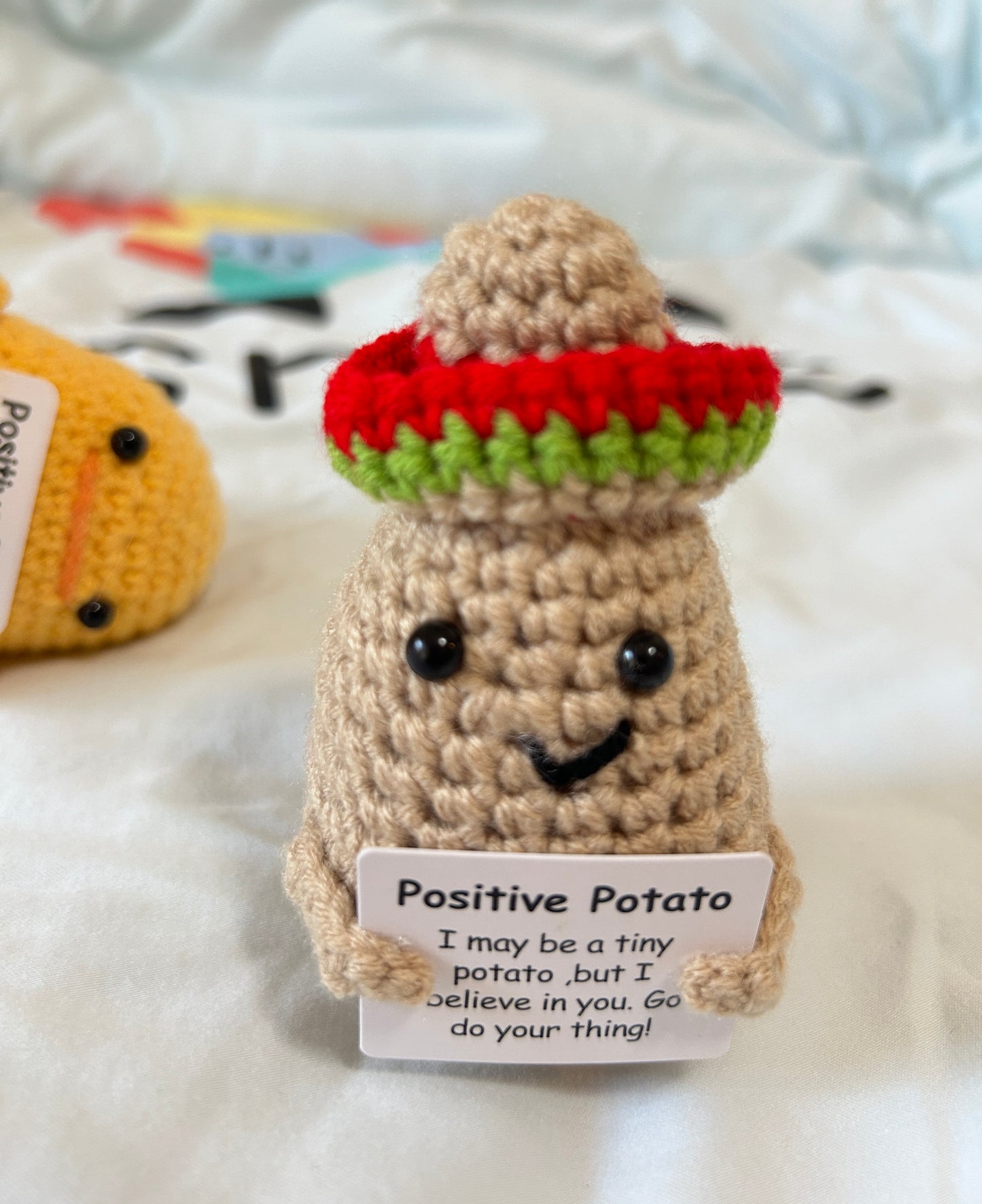 Crocheted potato and duck combination