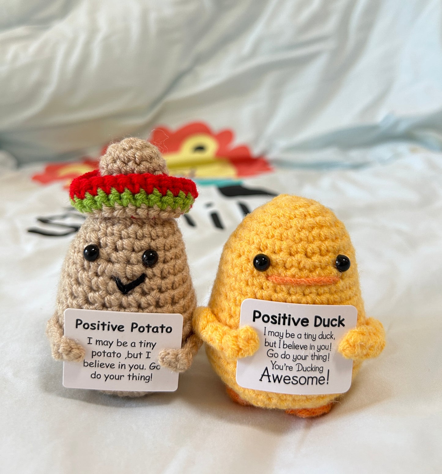 Crocheted potato and duck combination
