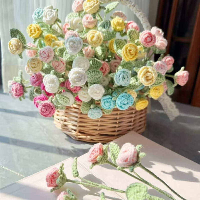 钩织玫瑰花6支